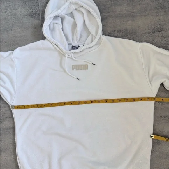 Puma Womens White Logo Hoodie Sweatshirt Casual Comfort Size XS - Picture 12 of 13